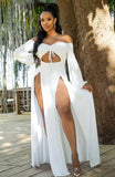 Off Shoulder Cut Out Slit Long Maxi