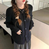 Style Autumn And Winter Style "Lazy Wind" Advanced Feeling With Minority Loose Soft Waxy Sweater Jacket Women's Knitted Cardigan-Outfit