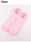 Cartoon Harajuku Rabbit Fox Bear Deer Cute Fluffy Coral Velvet Women Cotton Socks Autumn Winter Thick Warm Home Floor
