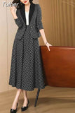 Blazer Jacket A-line Skirt Office Korean Single Breasted Vintage All-Match Business Office Professional