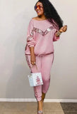 Sexy Sequins Long Sleeve Top And Pant 2 Piece