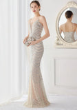 Shining Sequins V Neck Strapless Slim Formal Cocktail Party