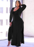 Plus Size Side Slit Long Shirt and Matching Pants 2pc