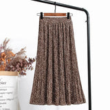 Summer Chiffon Beach Boho Maxi Women Skirt High Waist Floral Print Vintage Holiday Ruched Long Fashion Skirts