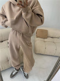 2022 Spring Women Hoodies Sweatshirt Tracksuit Fleece Cotton 2 Pieces Sets Pants