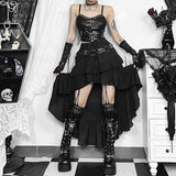 Summer 2024 New Hot Girls Dragging Skirt Dark Wind Retro Irregular Half Skirt-Outfit