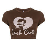 Angel Printed Short Sleeve Crop Top T Shirt Women Summer Clothes Cute Print T-shirt Ladie Streetwear Tee Shirt