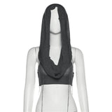 2025 Fashion Trend Women's New Hooded Sleeveless Umbilly Knitted Solid Color