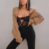 Women Ultra-Short Sweater Coat 2022 Autumn Winter Long Sleeve Loose Knitted Crop Tops Solid Color Sexy Cardigan Sweaters