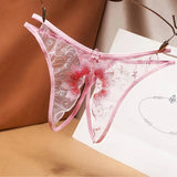 sexy temptation women's G-String transparent mesh embroidery sexy thong open file free off low waist t pants