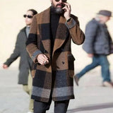 Winter Men Plaid Coat Single Breasted Casual Business Man Office Plus Size Checkered Jacket Men Coat Male Outwear