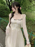 Vintage Sexy Dress Women Summer Elegant Party Midi Dresses Female High Waist Korean Fashion Strap Dresses 2022
