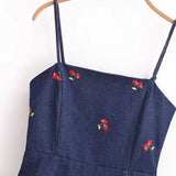 Retro-Dress Seaside Resort Sling Dress French Fresh Sweet Print A-Word Mini Dress Summer