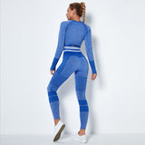 Seamless Women Set Bra Shorts Workout Sportswear Gym Clothing Fitness Long Sleeve Crop Top High Waist Leggings Sports