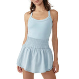 Women Tennis Dress Summer Casual Solid Color Sleeveless Open Back Athletic Mini Dresses with Pockets Sports Workout Golf Dress 703-1-Outfit