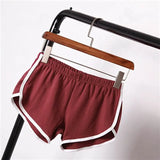 Hot Women Blend Short Pants Contrast Binding Side Split Elastic Waist Patchwork Casual Beach Party