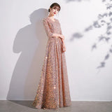 Chinese Adult Ceremony Collared Cheongsam Evening Dress Student Vocal Art Exam Dress 2025 New Long-Sleeved
