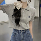 Of Arts And Arts Summer New Mahua Butterfly Embroidery Small Cicpic Design Sense Knitted Short Sleeve