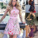 Lace Sexy Mesh Embroidery Dress Bohemia Women's Floral