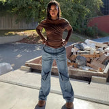 Women's Jeans Women's Summer Fashion Button Patch 3D Pocket Denim