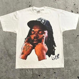 Men's T-Shirts Retro Portraits Print Short-Sleeved T-Shirts Y2k Gothic Harajuku Hip-Hop Couple Relaxed-Outfit