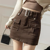 Women Summer Cargo Skirt High Waist Korean Version Y2k Fashion Casual Denim Skirts Style Pants Vintage A-line Women's