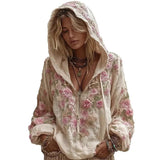 Zippered T-Shirt Trend Japanese National Style Cherry Blossom Art Printing National Tide Loose Autumn And Winter