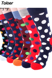 Classic Colorful Dot Printed Happy Socks Men Casual Combed Cotton Harajuku Socks Funny Crew Socks For