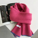 Women's Korean Soft Pit Ribben Wool Scarf Winter 2022 New Warm Knitting Wool Small Scarf