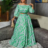 Spring Plus-Size Women's Temperament Elegant Print Skirt Fashion