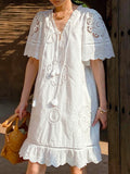 New Holiday Style Dress Women's Summer Short-Sleeved White Dress European Goods Southern Oil Women's