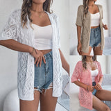 Shooting Summer Hollow Lattice Short Sleeve Knitted Pie Beach