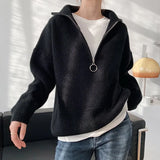 Zipper Turn-down Collar Autumn Sweaters Women Cashmere Soft Loose Solid Female Knited Pullovers 2021new Thick