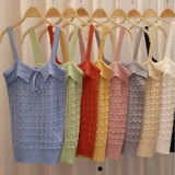 New Small Fresh Sweet Hottie Sling Female Summer Wear Inner Vest Bow Hollow Sleeveless