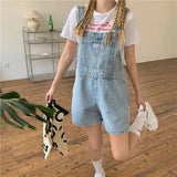 Denim Shorts Women's Summer Korean Version Wide Leg Jeans Army Green Elastic High Waist Loose Casual Y2k Fashion