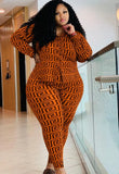 Plus Size Print Casual Blouse and Matching Pants