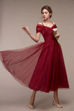 New Mesh Women's Dress Sexy One-Word Wedding Bridesmaid