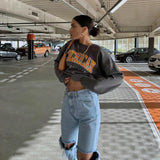 Streetwear Grunge 90s Sweatshirts Y2K Women Indie Letter Print Oversize Hoodie Long Sleeve Casual Vintage Top