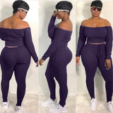 Sexy Off Shoulder Knit Top And Leggings 2 Piece