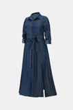 Tie Waist Collared Demin