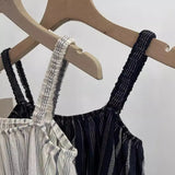 Vintage Bumpy Striped Small Sling Vest Women's Summer Free Holiday Style Sleeveless Top