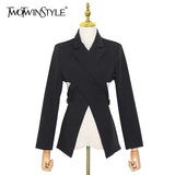 Hollow Out Blazer For Women Notched Collar Long Sleeve Casual Black Blazer Female 2020 Autumn Fashion New