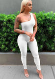 Sexy One Shoulder Sleeveless Solid Full Length Skinny