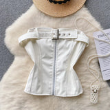 Women's Top 2025 New Sexy Breast-Skin Locomotive Suit With Hot Babes Short-Cut Umbilish T-Shirt