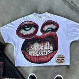 Men's T-Shirt Y2K Cotton Man Harajuku Street Hip-Hop Big Eyes Mouth Pattern Printing Super Classic-Outfit