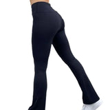 Flare Long Pants Women Solid Slim Fit Regular Splice Trousers Sheath Tight High Waist Pant Office Ladies Spring 2024-Outfit