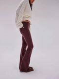 Women's Y2K Retro Flare Jeans Solid Color Stretch Denim Low Waist Long Pants Spring Autumn Slim Bell Bottoms Trousers-Outfit