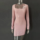 Explosion Women's Lily Hot Diamond Sexy Half-Perspective Long-Sleeved Short