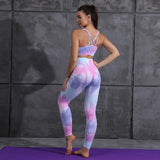 2Pcs Women Sport Suit Gym Set Sexy Bra Push Up Seamless Shorts Workout Running Clothing Gym Wear Athletic Fitness