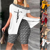 New Women's Wear Inclined Collar Short Sleeve Open-Sleeve Fork Shorts